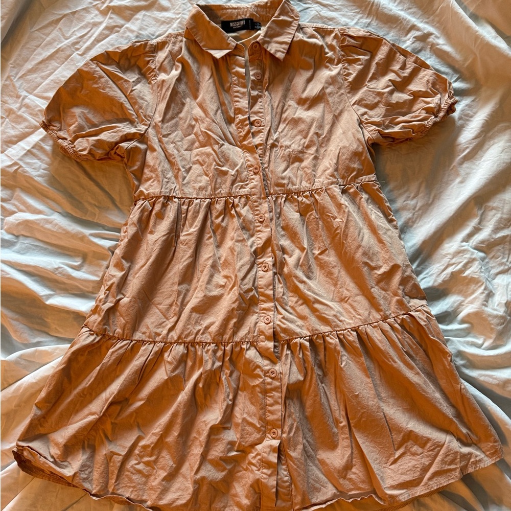 Maternity Missguided Tan Button-Up Dress